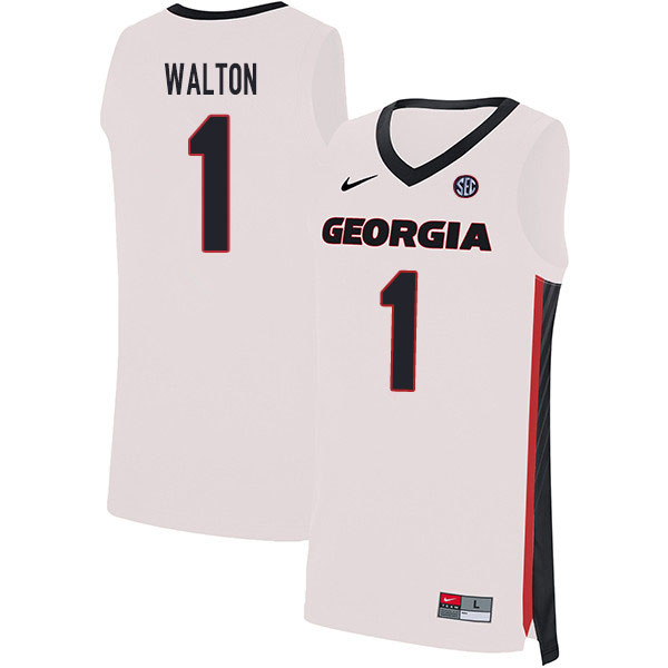 2020 Men #1 Jaykwon Walton Georgia Bulldogs College Basketball Jerseys Sale-White